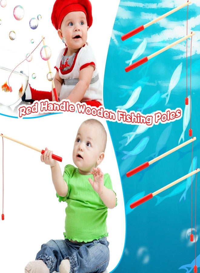 Feradny 20 Pcs Wooden Fishing Pole Magnetic Fishing Poles Wooden Fishing Rod with Magnet Hooks for Kids Magnetic Fishing Game Fishing Game Activity (Color Set 1) - Image 3